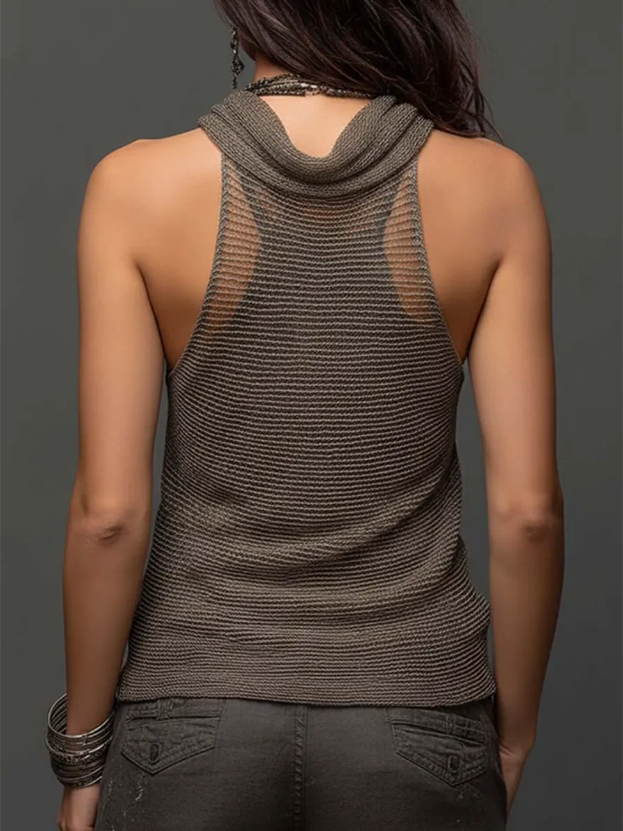 Casual & Sexy Knitted Tank Top Two-piece Set
