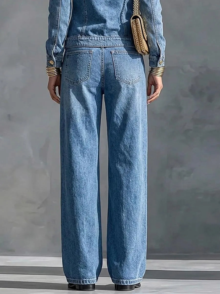 Women's High-waisted Casual Loose-fitting Wide-leg Jeans