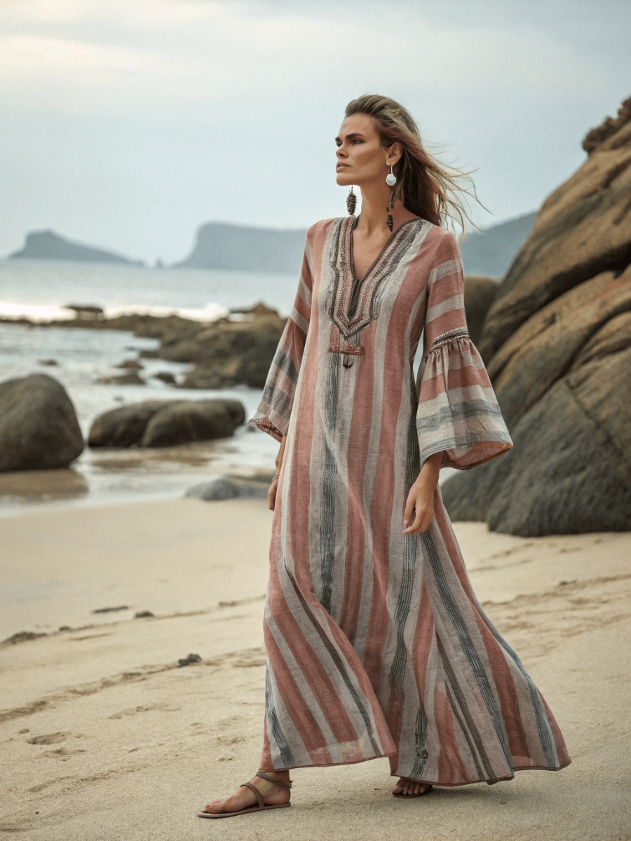 Women's Linen Solid Color Loose Dress