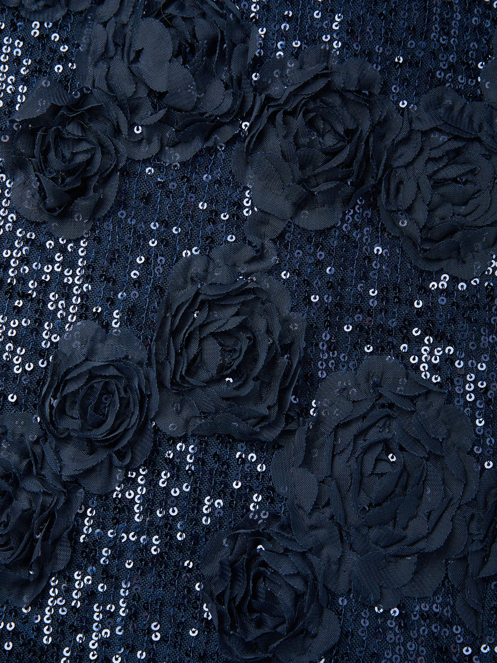 Purplish Blue 3D Floral Glitter Classic V Neck Sleeveless Sheath Midi Dress