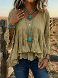 Women's Casual Solid Color Ruffle Casual Loose Shirt