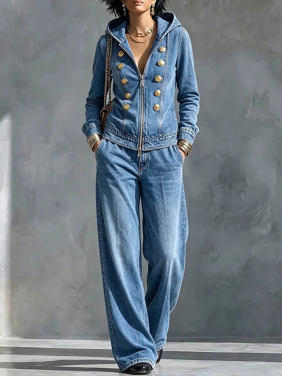 Women's High-waisted Casual Loose-fitting Wide-leg Jeans