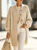 Chic Cozy Oversized Cable-knit Wool Blend Cardigan