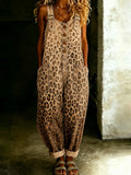 Leopard Print Denim Overalls