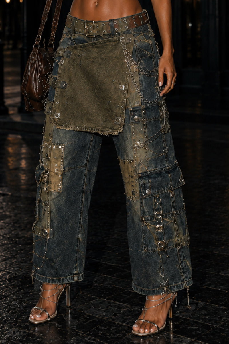 Vintage Washed Patchwork Cargo Pants