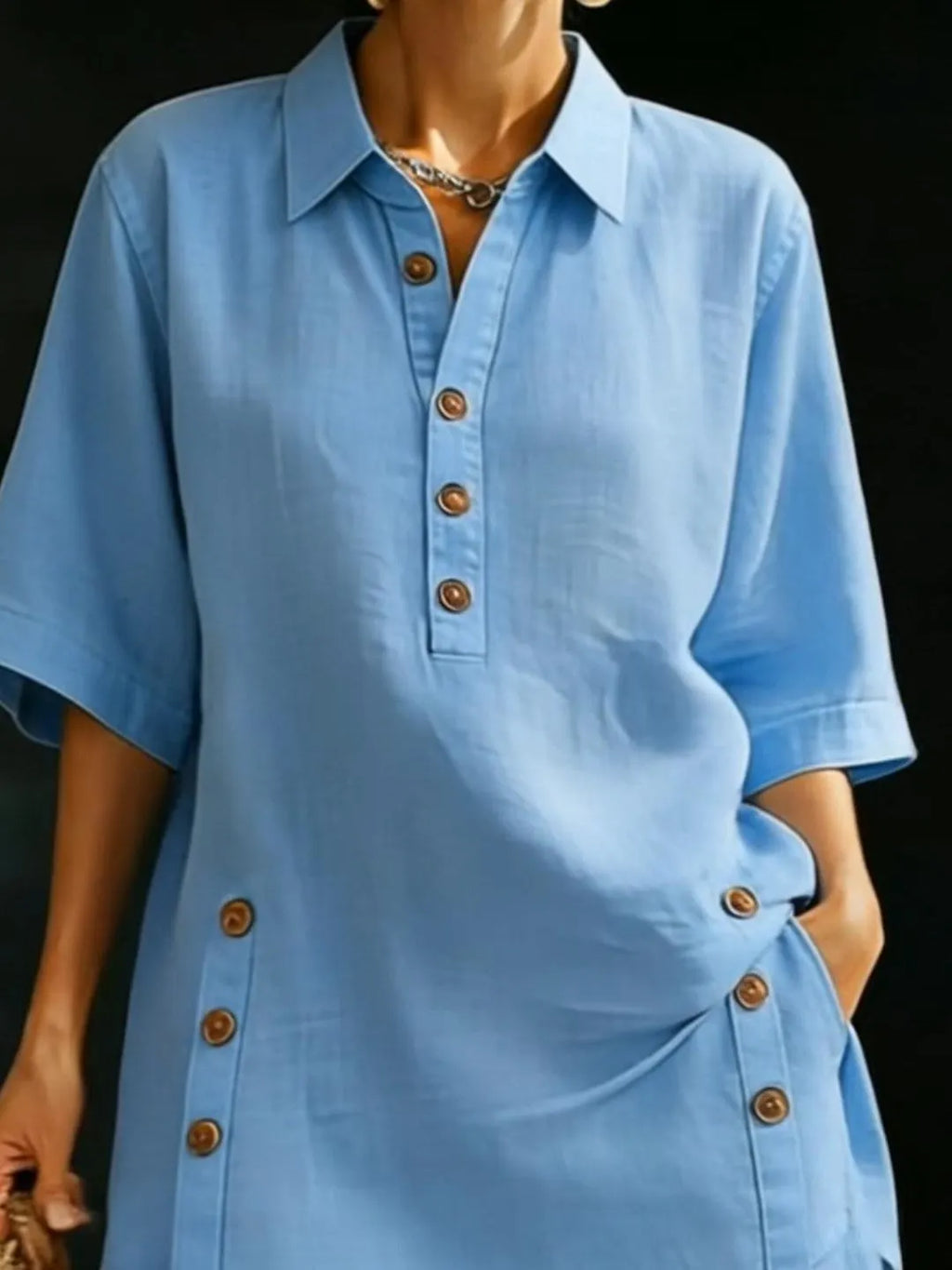Cozy Loose-fitting Button Shirt And Shorts Cotton Linen Two-piece Set
