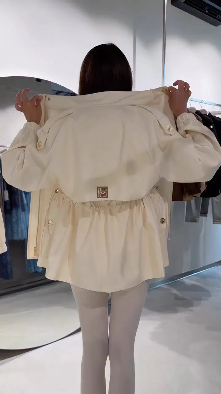 Drawstring Waist Windbreaker Jacket