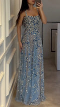 Rhinestone Beaded Slit Formal Maxi Dress