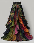 Elegant Lace Patchwork Flowing Skirt 4eca