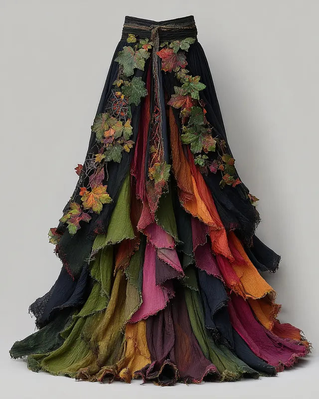 Elegant Lace Patchwork Flowing Skirt 4eca