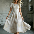 Women's Retro Gold Chrysanthemum Art Pattern Casual Dress