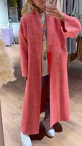 Oversized Herringbone Longline Coat
