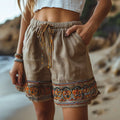 Retro Ethnic Casual Linen Shorts Style Shorts